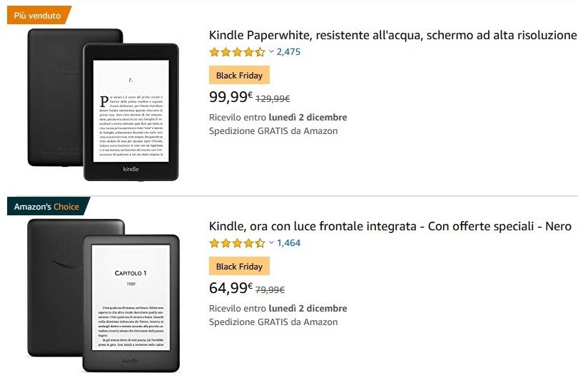 offerte Amazon Kindle Black Friday 2019