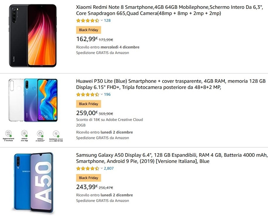offerte smartphone Amazon Black Friday 2019