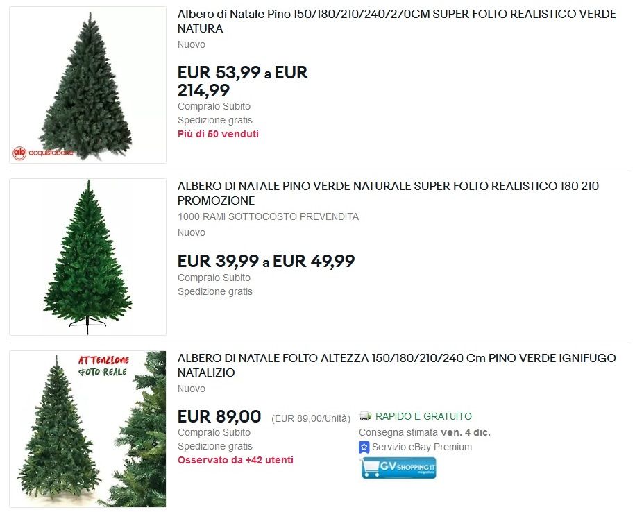 alberi di Natale su Ebay