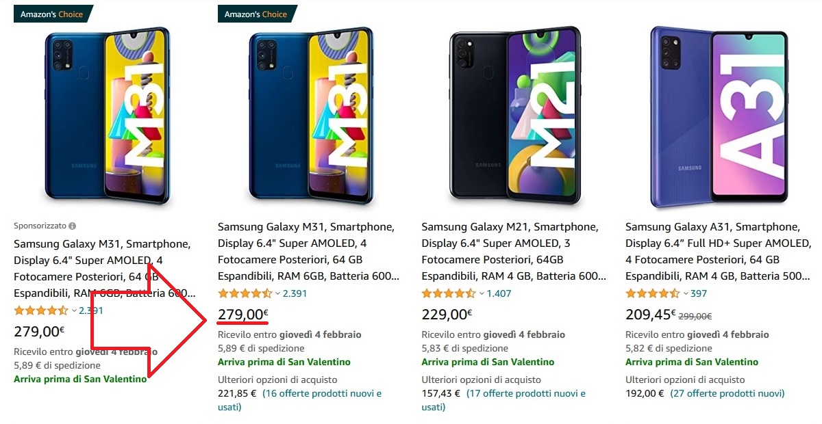 Amazon prezzo smartphone Samsung nuovi
