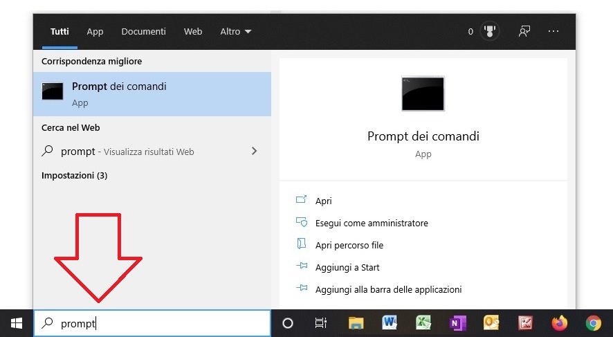 prompt comandi Windows 10