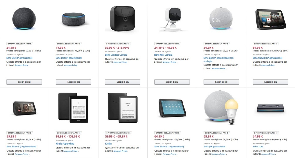 offerte Prime Day 2021 su dispositivi Amazon