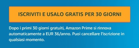 Amazon Prime prova gratuita 30 giorni