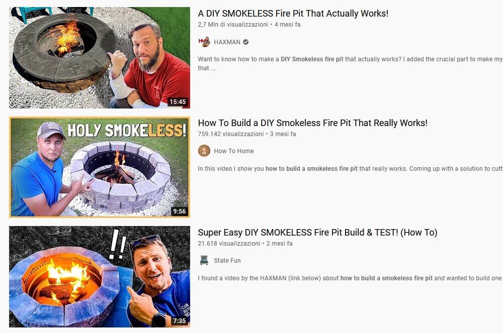 guide youtube come costruire braciere senza fumo