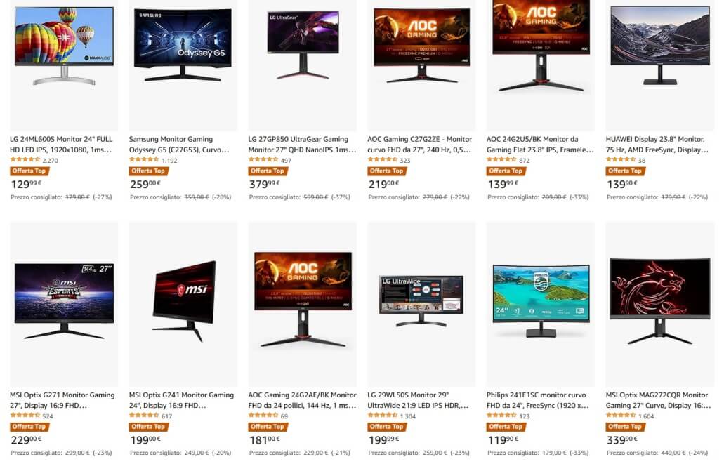 offerte monitor Amazon Black Friday in anticipo 2021
