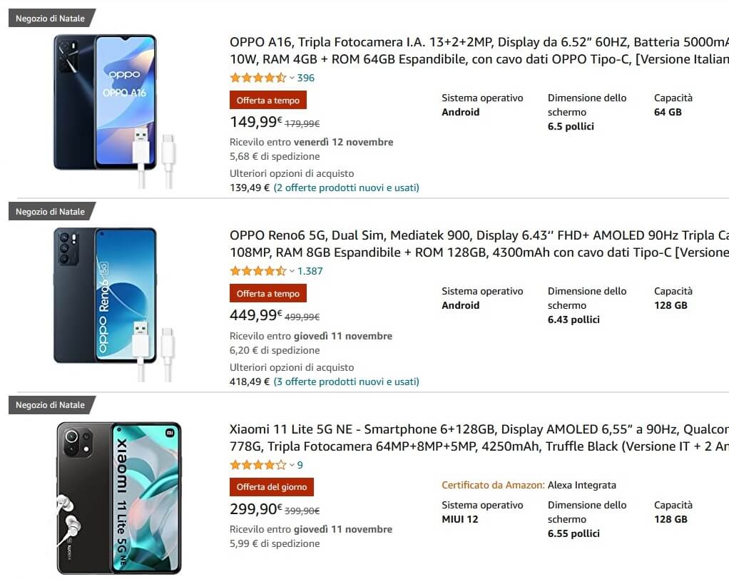 offerte smartphone Oppo Amazon Black Friday in anticipo