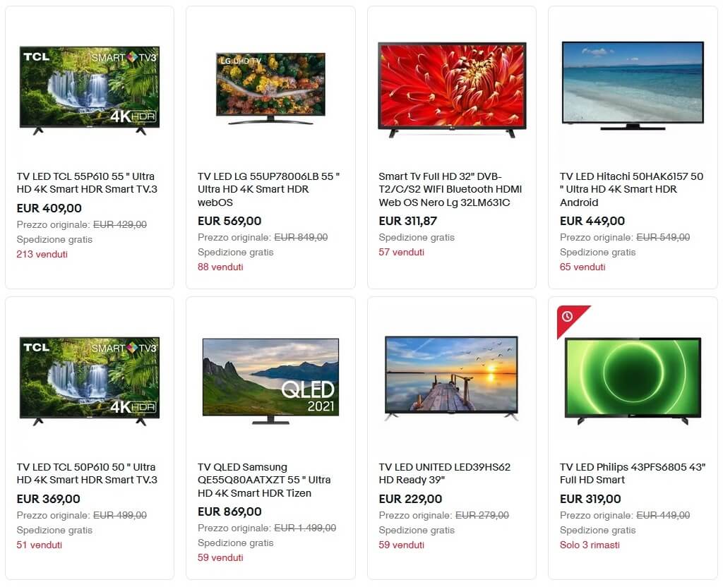 ebay edays 2021 offerte televisori