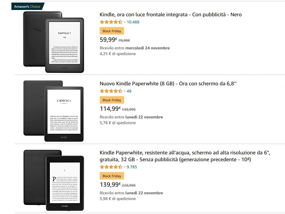 offerte sconti Kindle Amazon Black Friday 2021