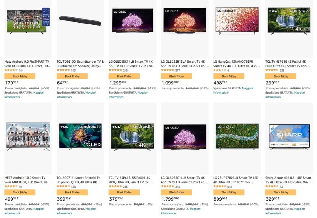 migliori offerte TV Balck Friday Amazon 2021