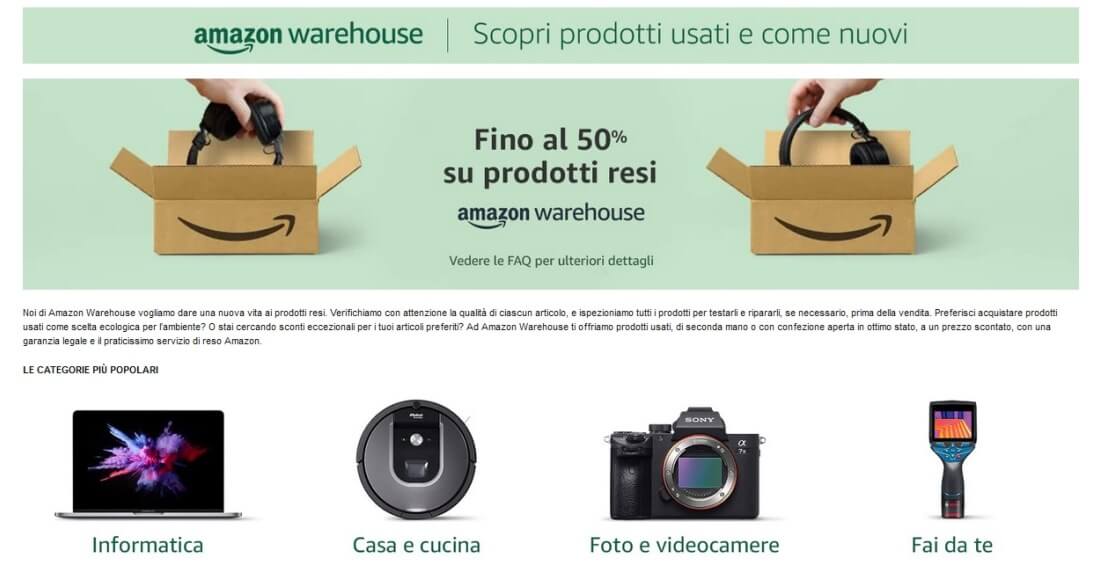 Amazon Warehouse home page